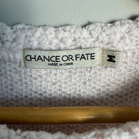 Chance or Fate Women's Light‎ Salmon Pink Sequin Reindeer Sherpa Sweater Top M - Picture 4 of 13